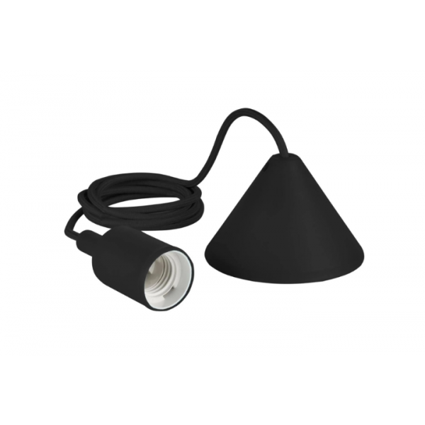 PENDENTE SILICONE PRETO E27 90CM POT. MAX. 40W C/CANOPLA ABS