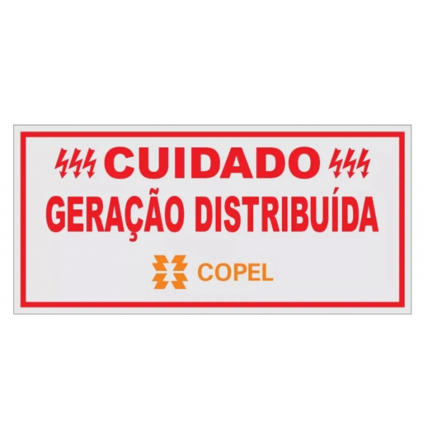 PLACA CUIDADO GERACAO DISTRIBUIDA PADRAO COPEL