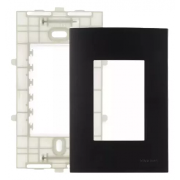 CLEAN PLACA 4X2 3P HORIZ C/SUPORTE PRETO - MARGIRIUS