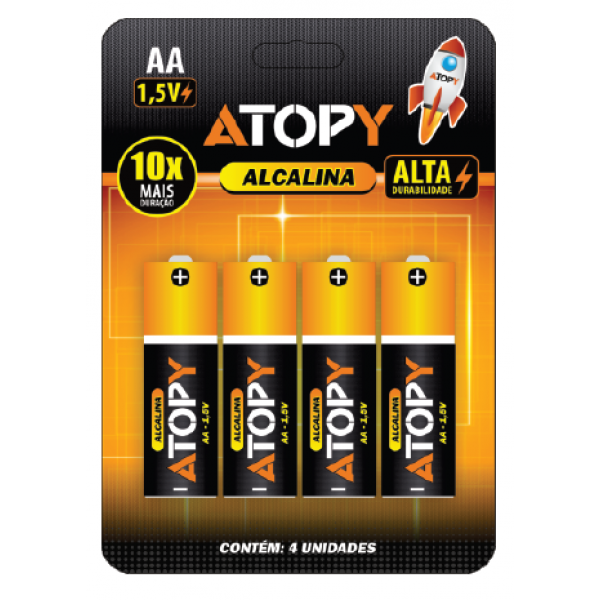 PILHA ALCALINA AA 1.5V 4 PC- ATOPY