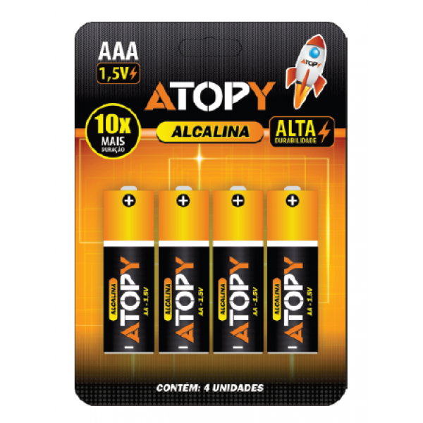 PILHA ALCALINA AAA 1.5V 4 PC - ATOPY