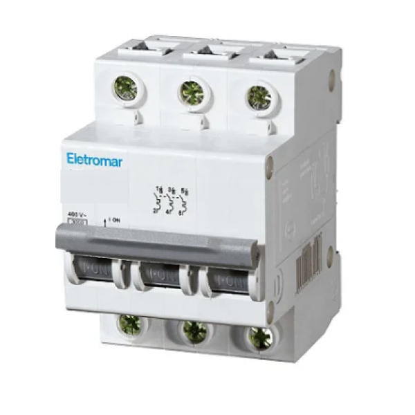 DISJUNTOR DIN 3X63A 6KA - ELETROMAR - J6W363E