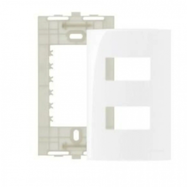 PLACA 4X2 2P HORIZ SEP C/ SUPORTE SLEEK BRANCO  - MARGIRIUS