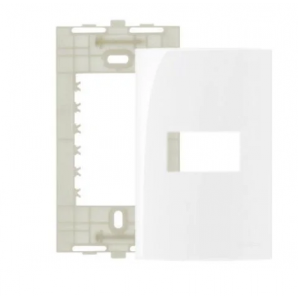 PLACA 4X2 1P HORIZ C/ SUPORTE SLEEK BRANCO - MARGIRIUS
