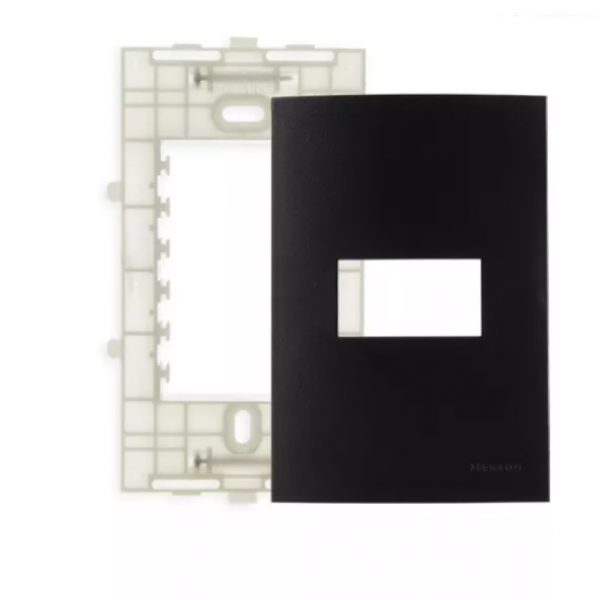 CLEAN PLACA 4X2 1P HORIZONTAL C/SUPORTE PRETO - MARGIRIUS
