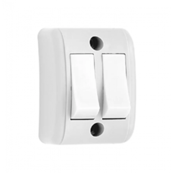INTERRUPTOR SOBREPOR 2 INTERRUPTORES BRANCO - MECTRONIC 