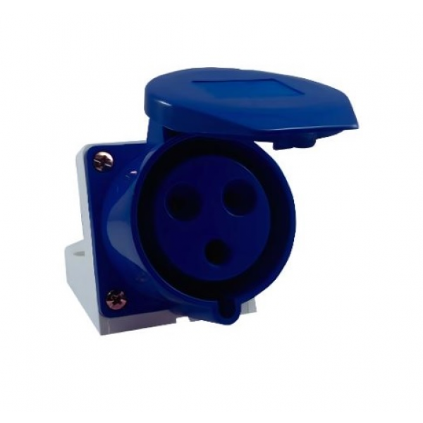 TOMADA ACOPLAMENTO FEMEA SOBREPOR 32A 2P+T 220/240 AZ 6H IP44 