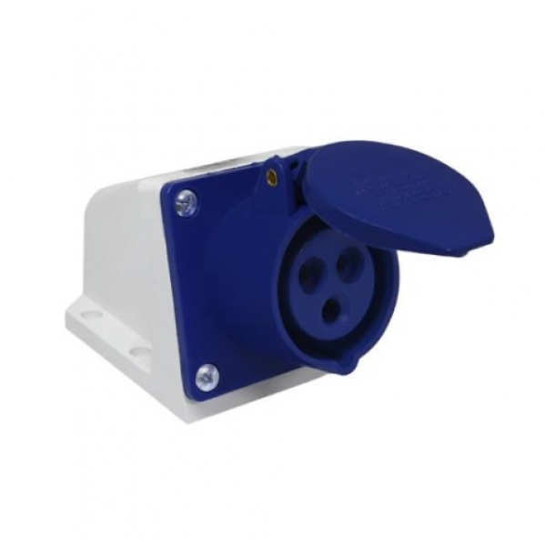 TOMADA ACOPLAMENTO FEMEA SOBREPOR 16A 2P+T 220/240 AZ 6H IP44