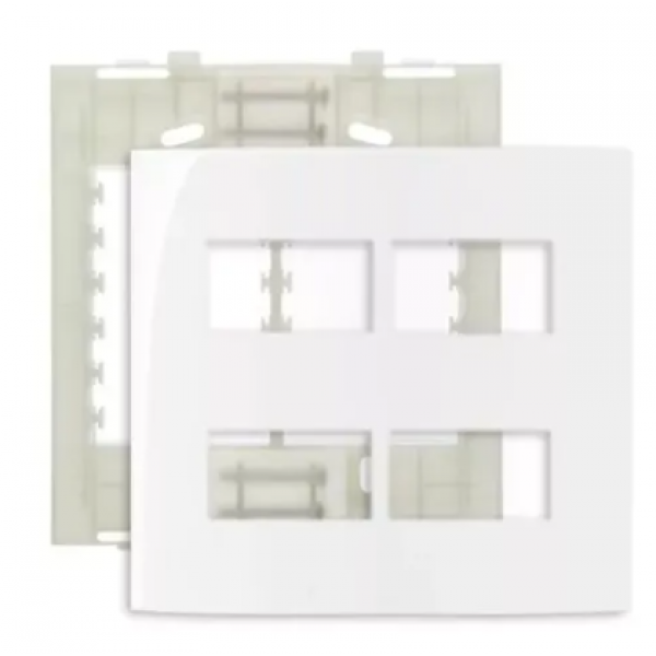 PLACA 4X4 4P HORIZ SEP C/ SUPORTE SLEEK BRANCO - MARGIRIUS 
