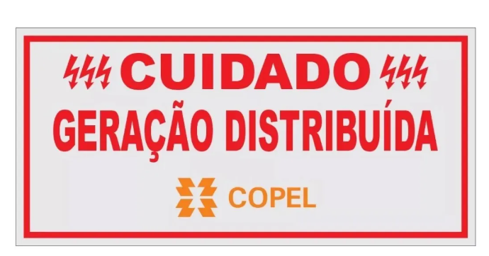 PLACA CUIDADO GERACAO DISTRIBUIDA PADRAO COPEL
