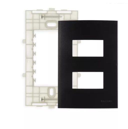 CLEAN PLACA 4X2 2P HORIZ C/SUPORTE PRETO - MARGIRIUS