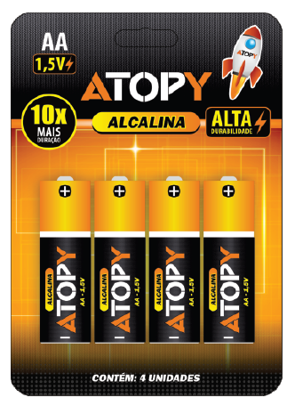 PILHA ALCALINA AA 1.5V 4 PC- ATOPY