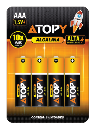PILHA ALCALINA AAA 1.5V 4 PC - ATOPY